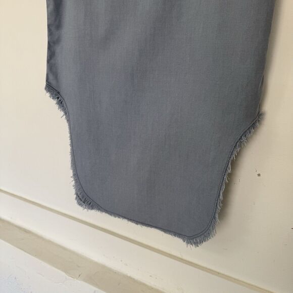 XCVI Wearables Harlowe High Cut Side Frayed Hem Midi Skirt Blue Gray Pull On XS - Picture 5 of 12